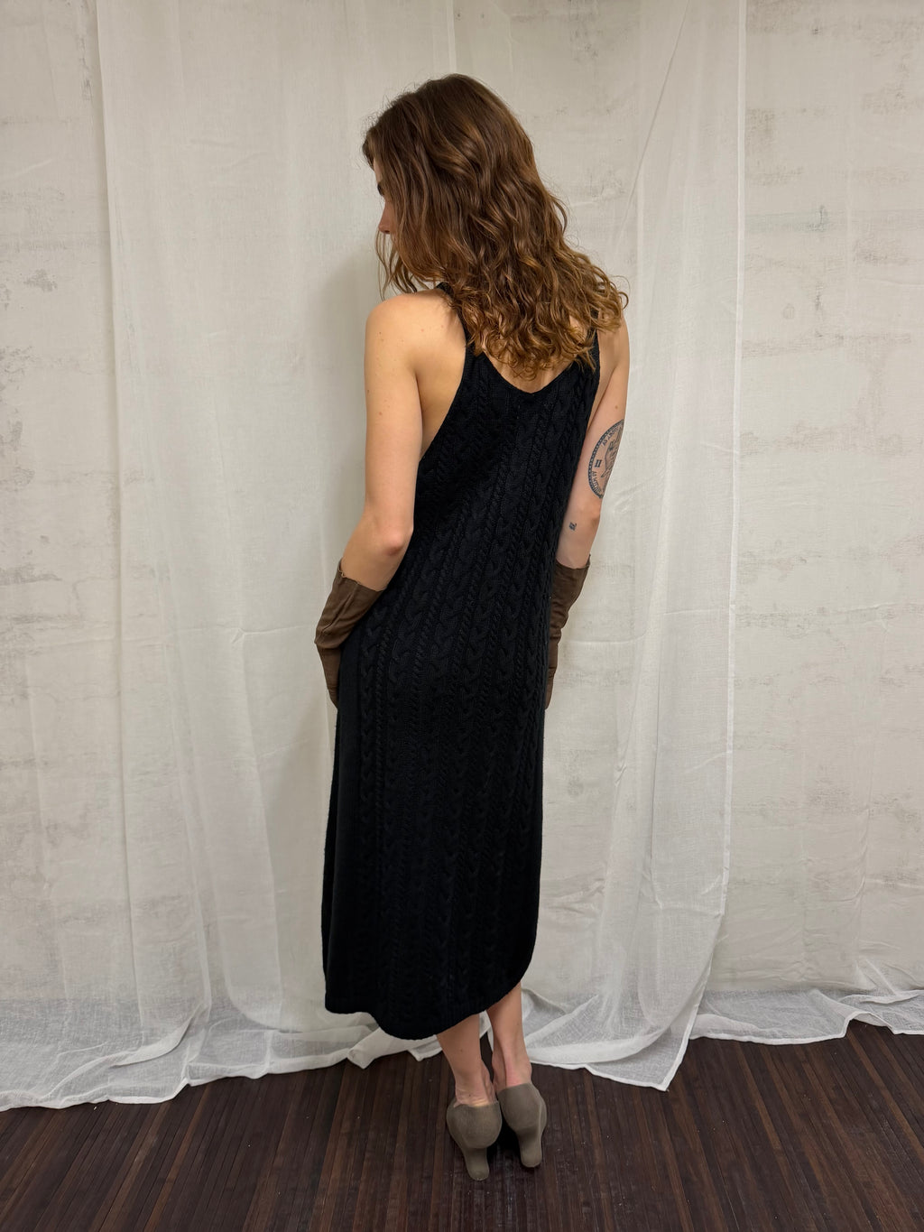 Wool cable-knit dress
