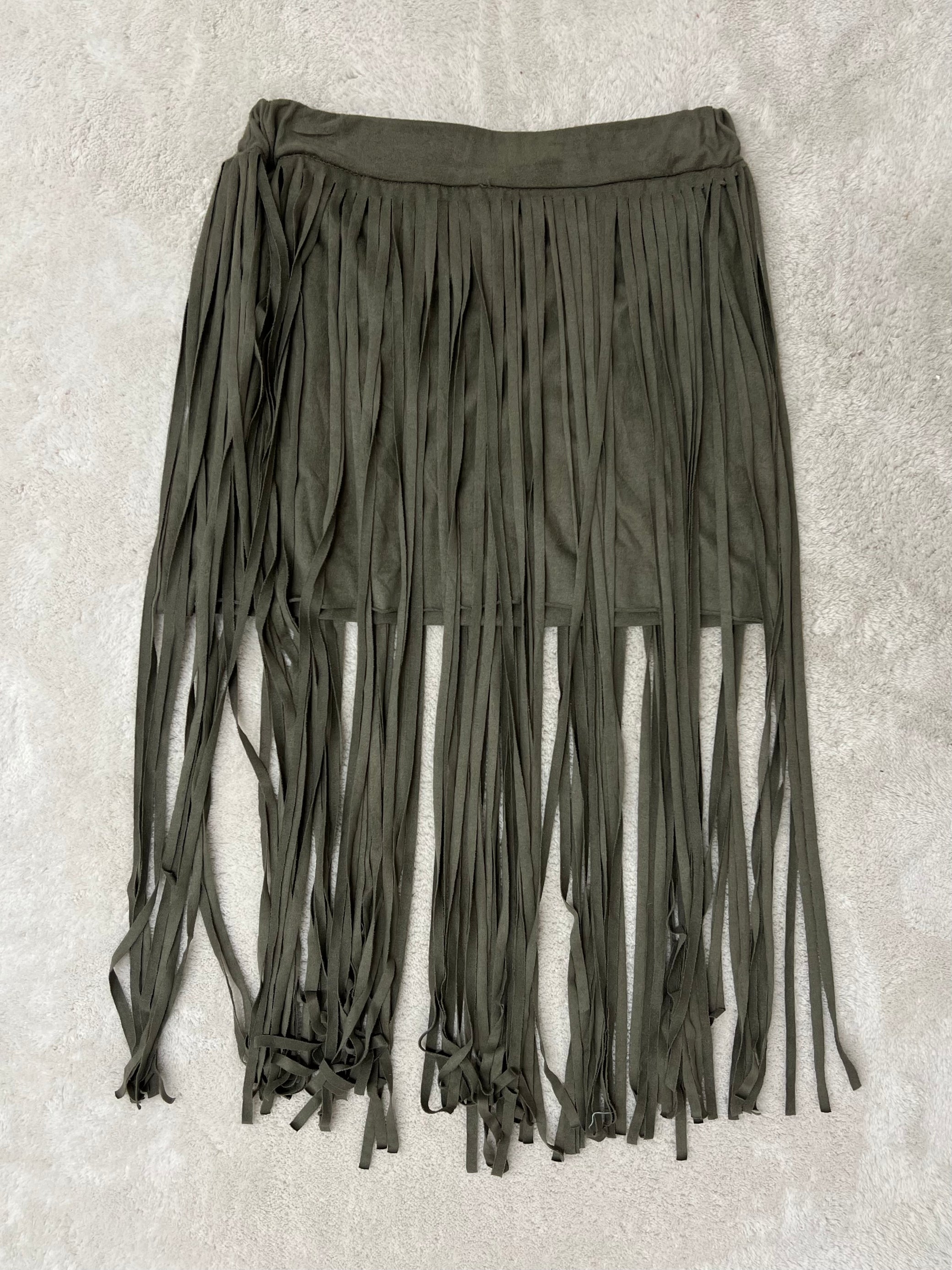 Fringed suede skirt