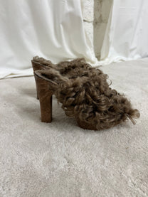 Curly fur mules