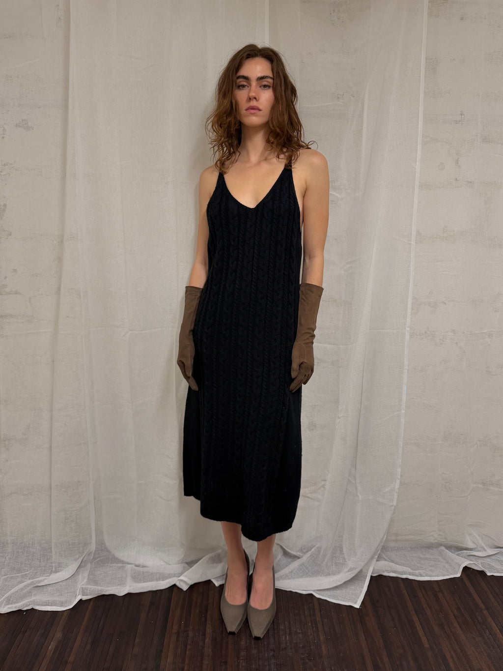 Wool cable-knit dress