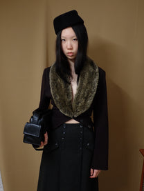 Fur neck blazer