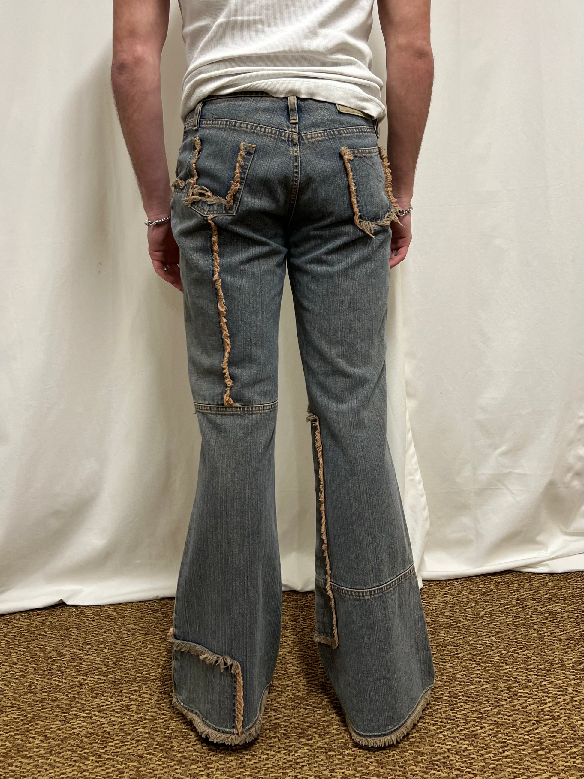 Patchwork flared jeans