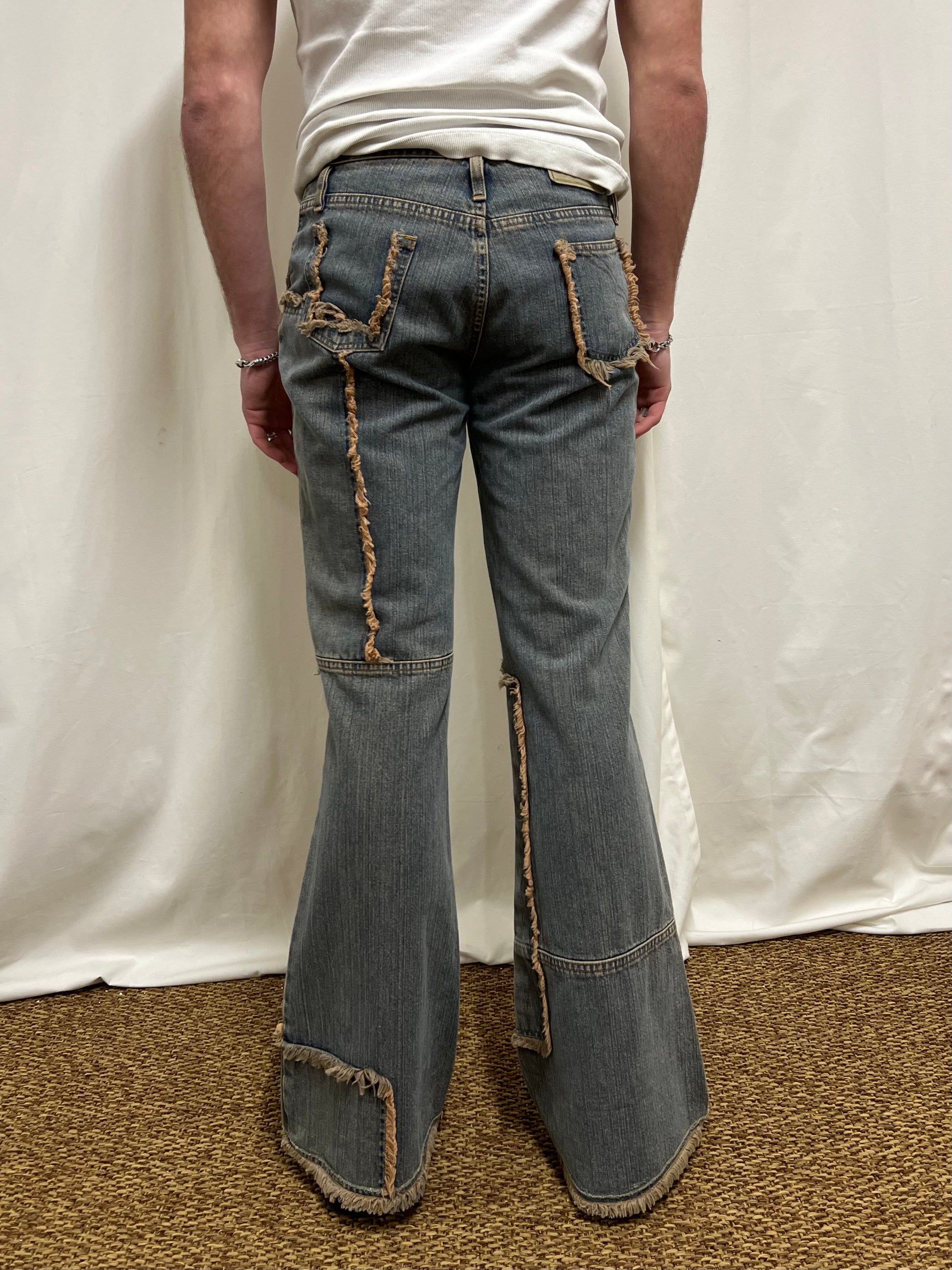Patchwork flared jeans