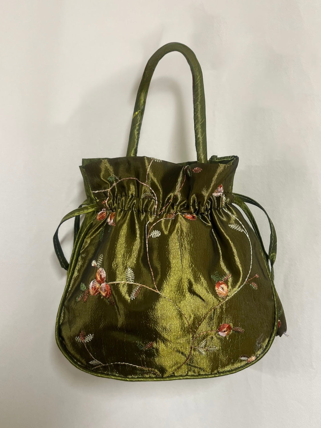 Satin mini green bag