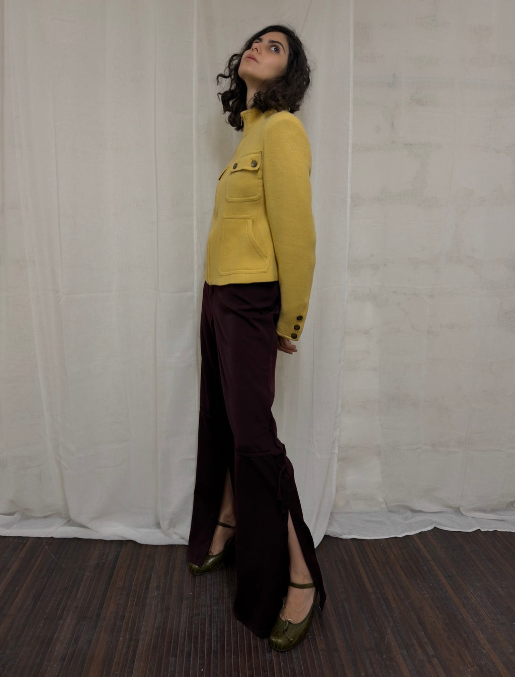 Burgundy Flared Trousers
