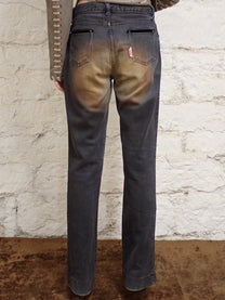 Washed flared denim