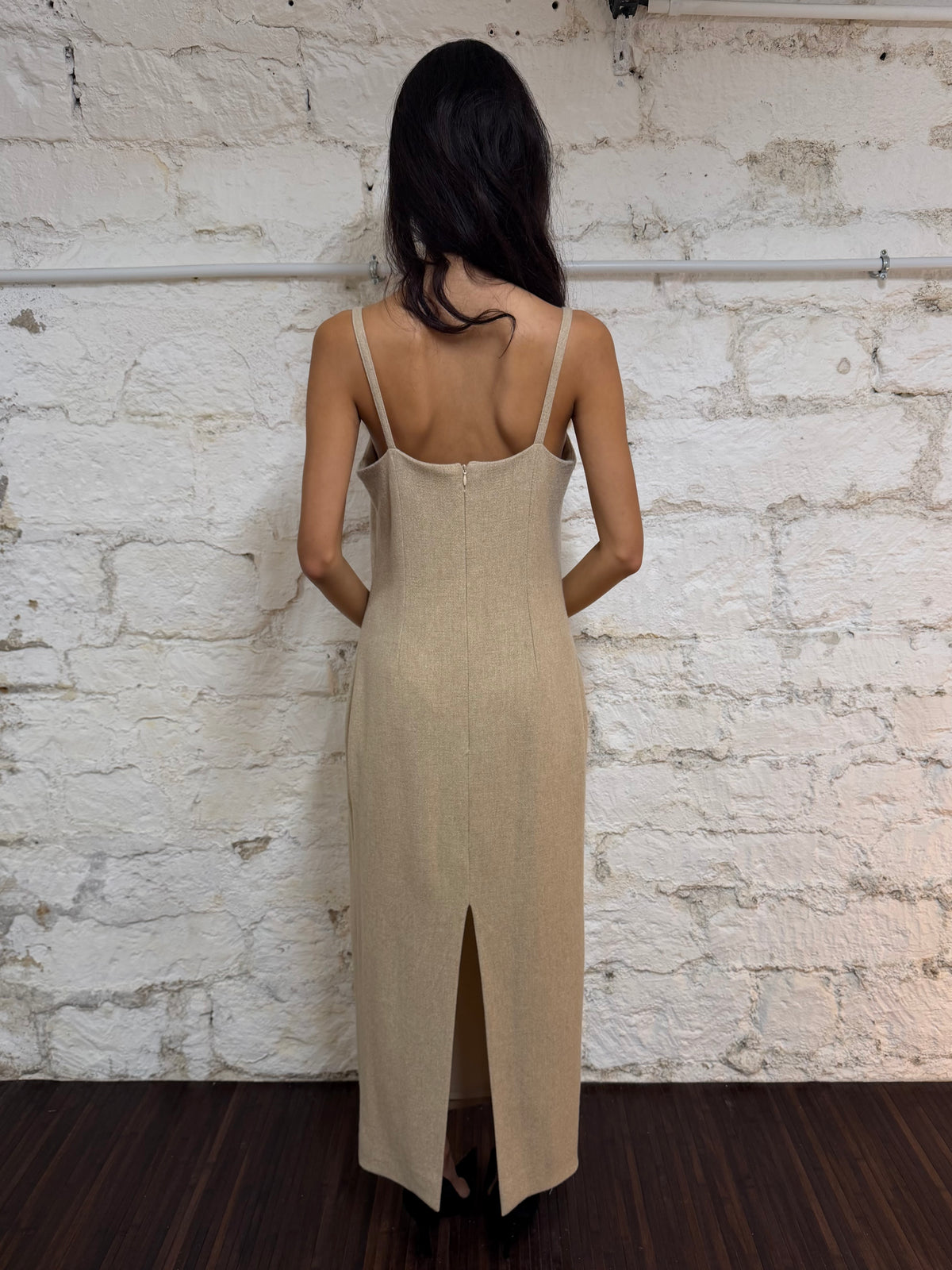Mink Fur &amp; Wool Maxi Dress