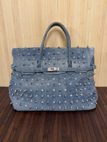 Denim stud bag