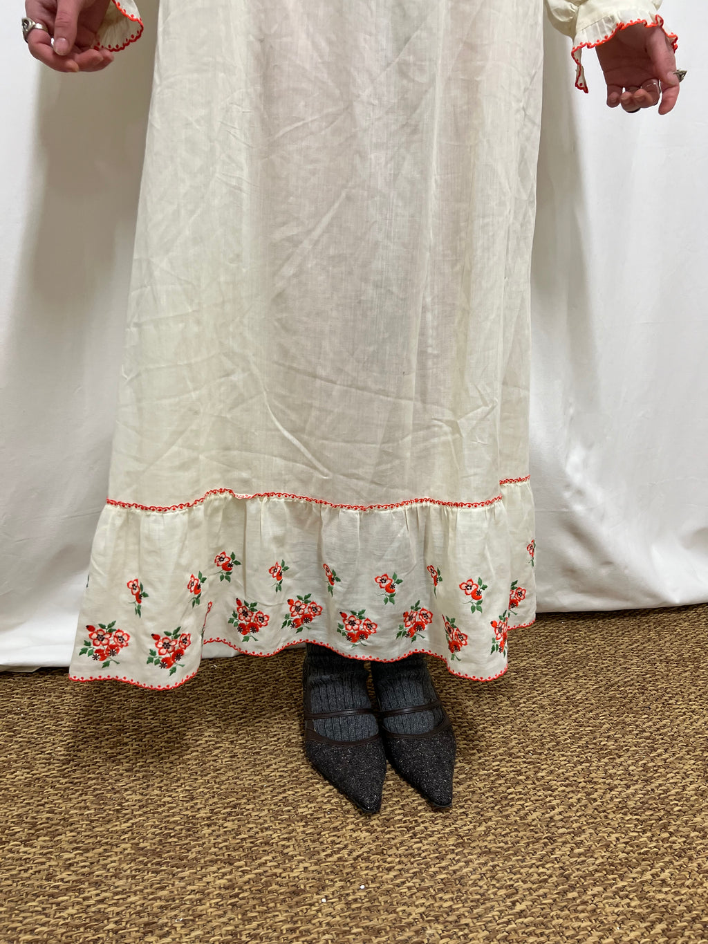 Embroidered slip dress