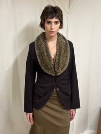Fur neck blazer