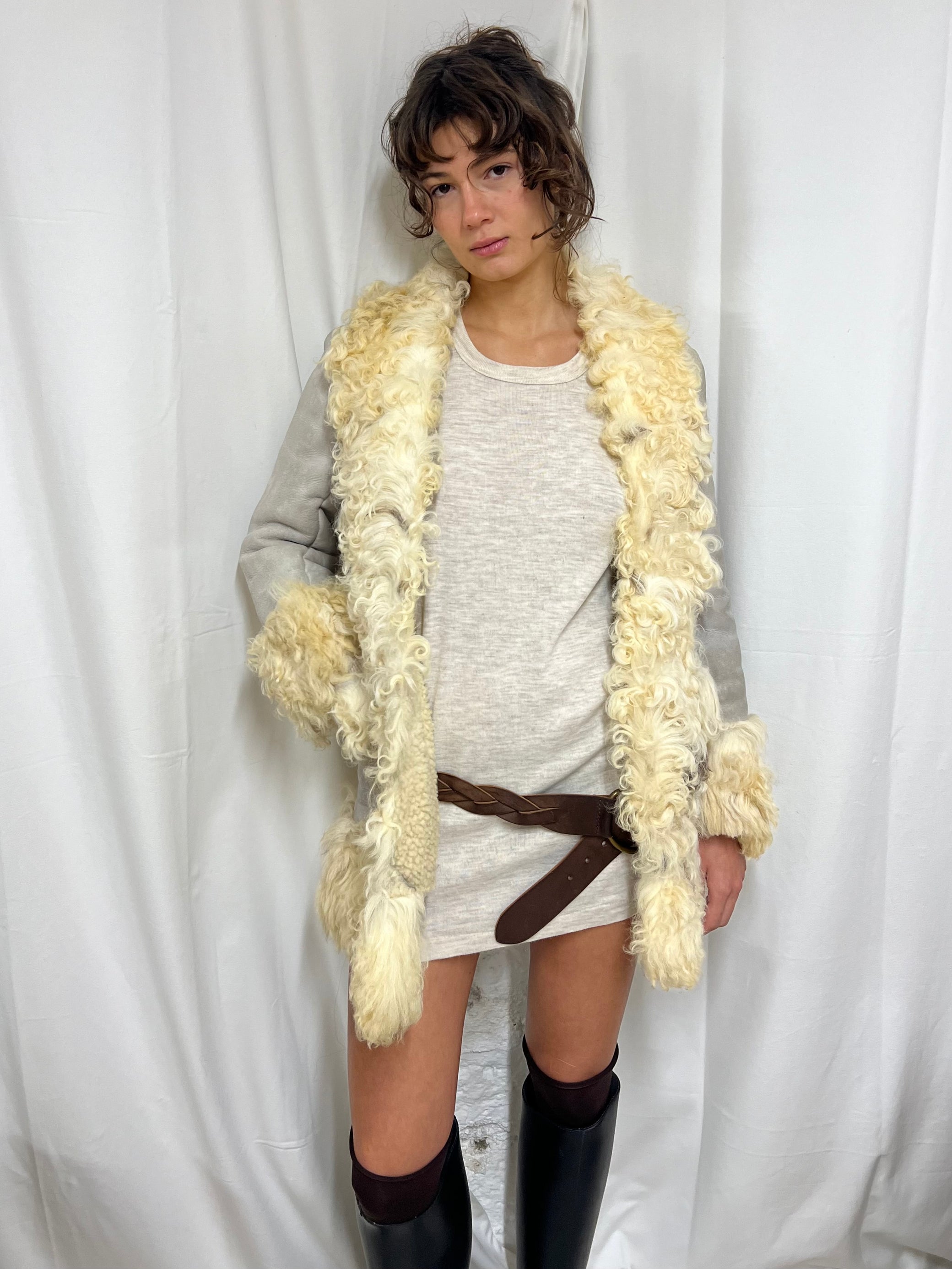 Cream shearling jacket