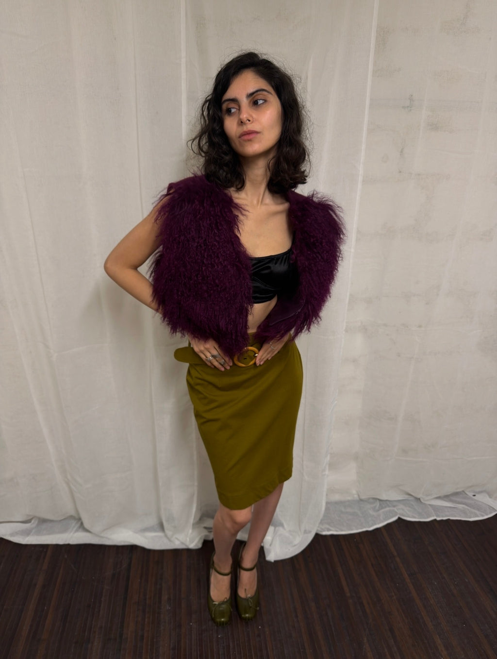 Burgundy Shaggy Knit Vest
