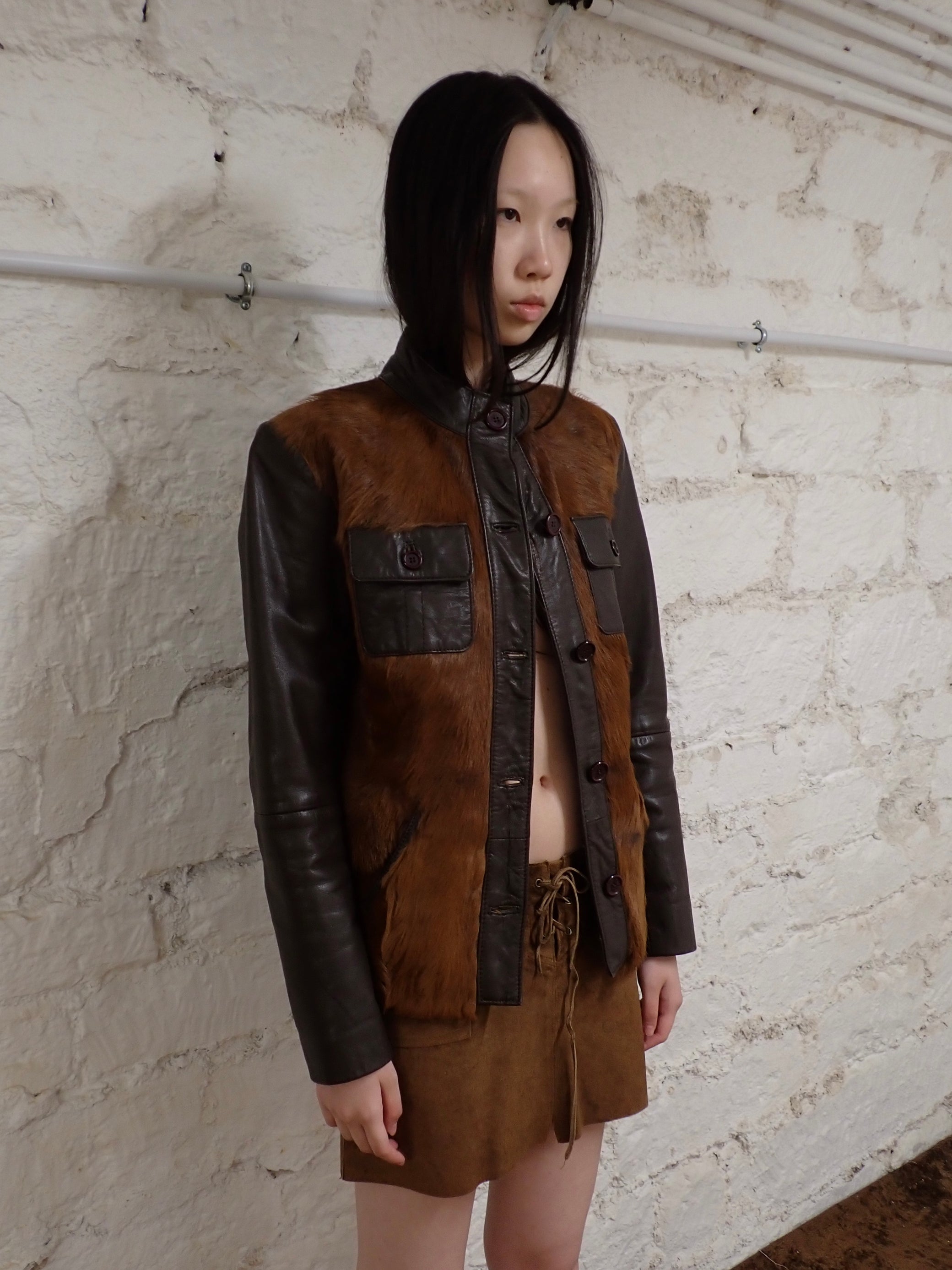 Pony hair leather jacket