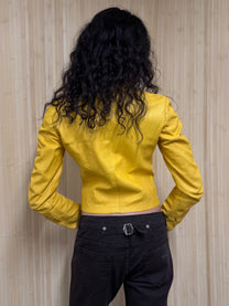 Yellow leather ruched jacket