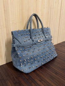 Denim stud bag