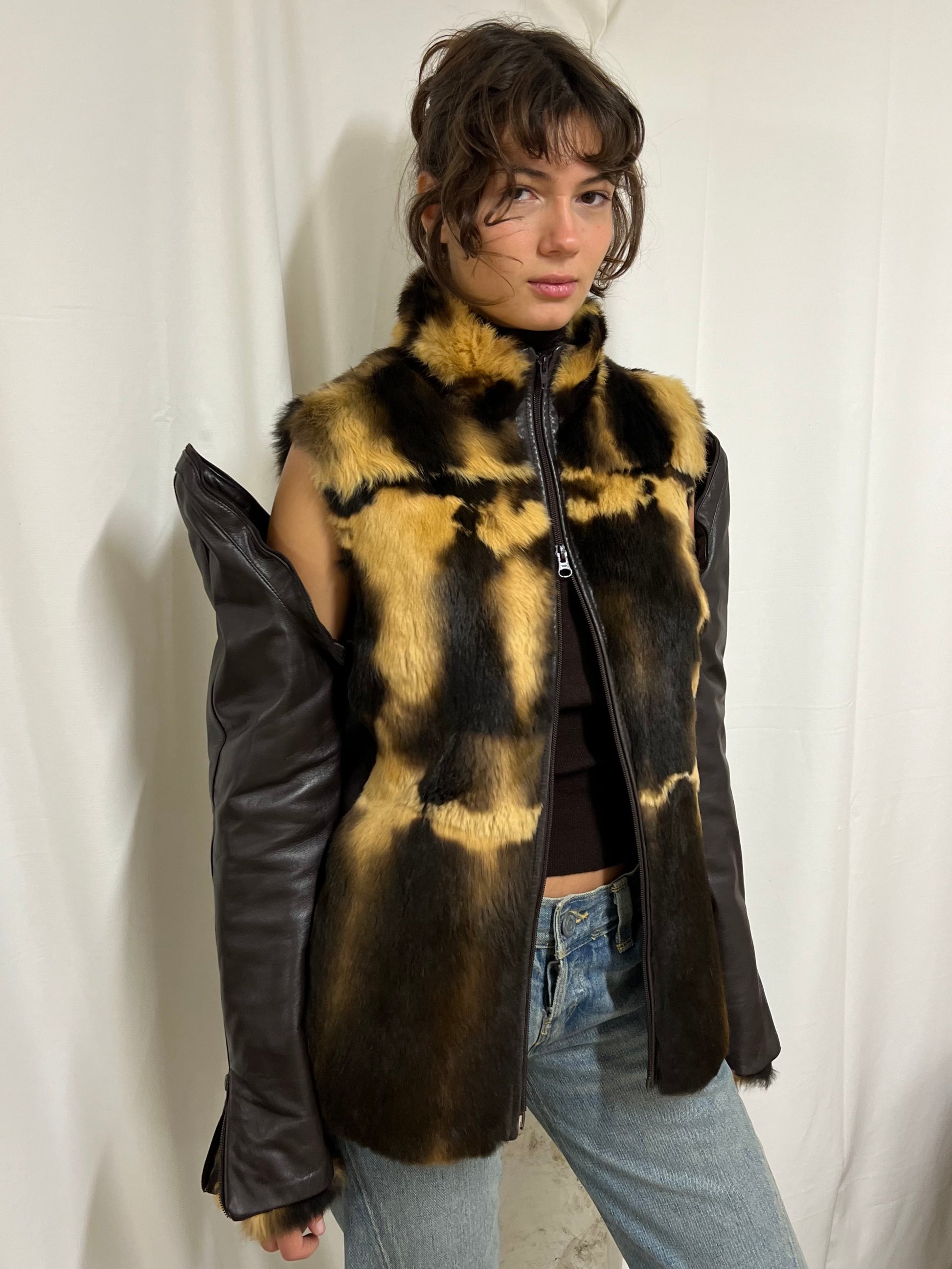 Deconstructed fur jacket