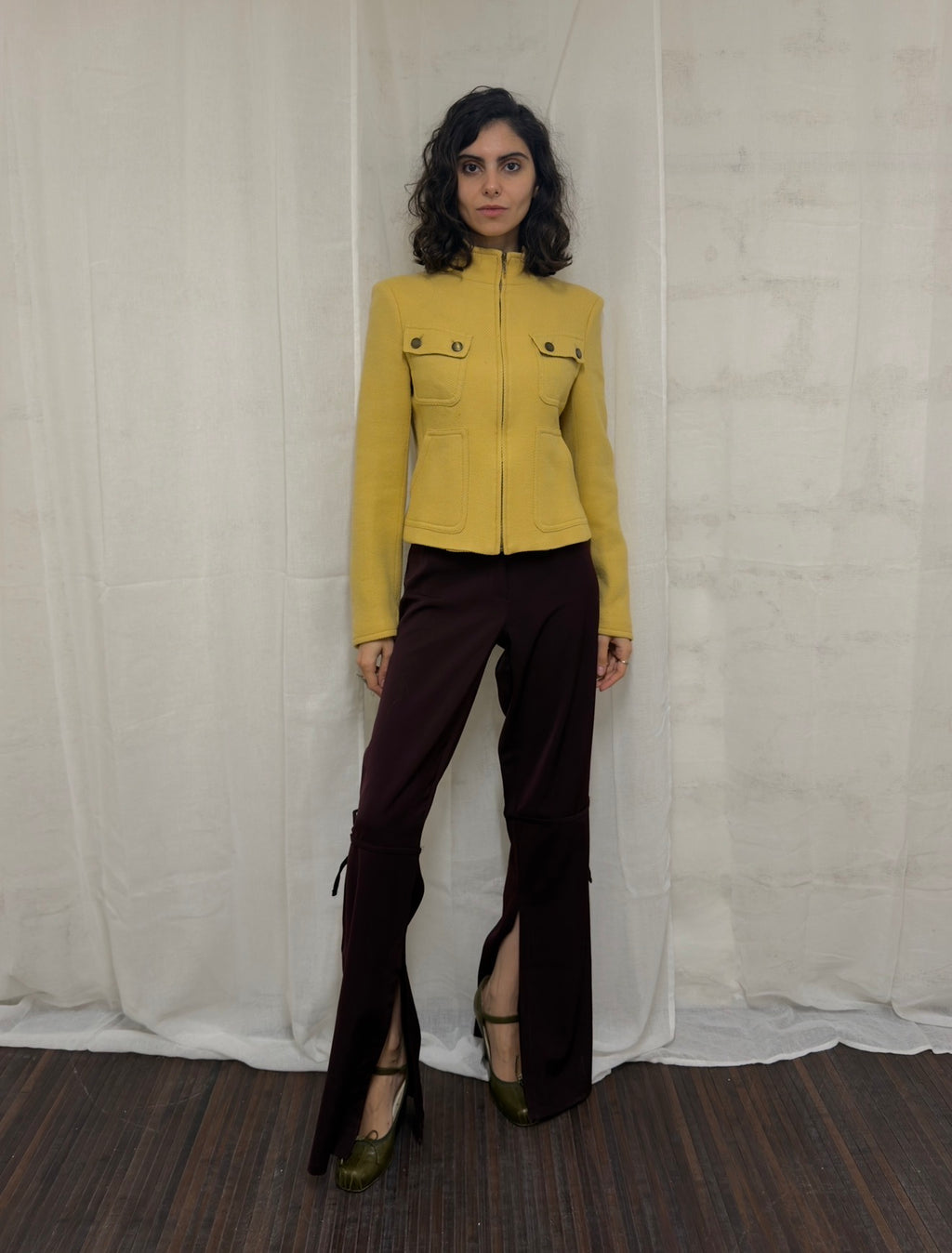Burgundy Flared Trousers