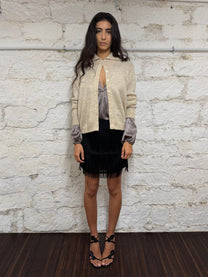 Black Fringe Mini Skirt