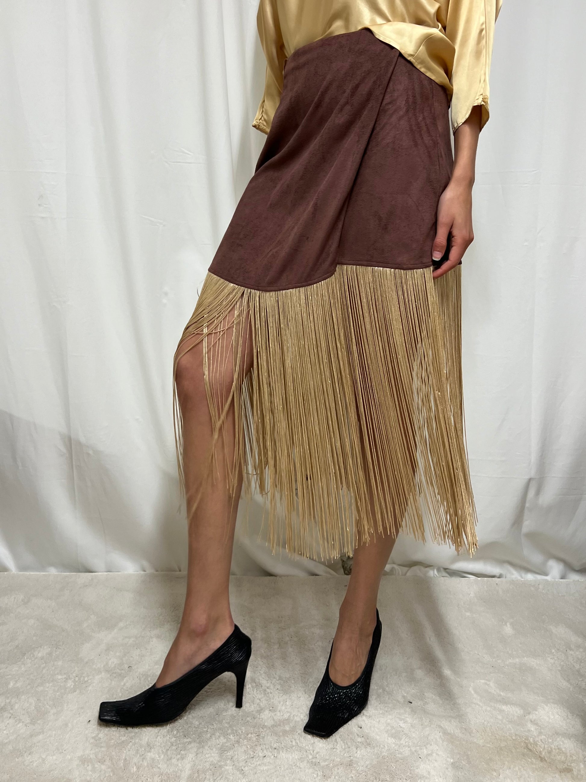 Alcantara fringes skirt