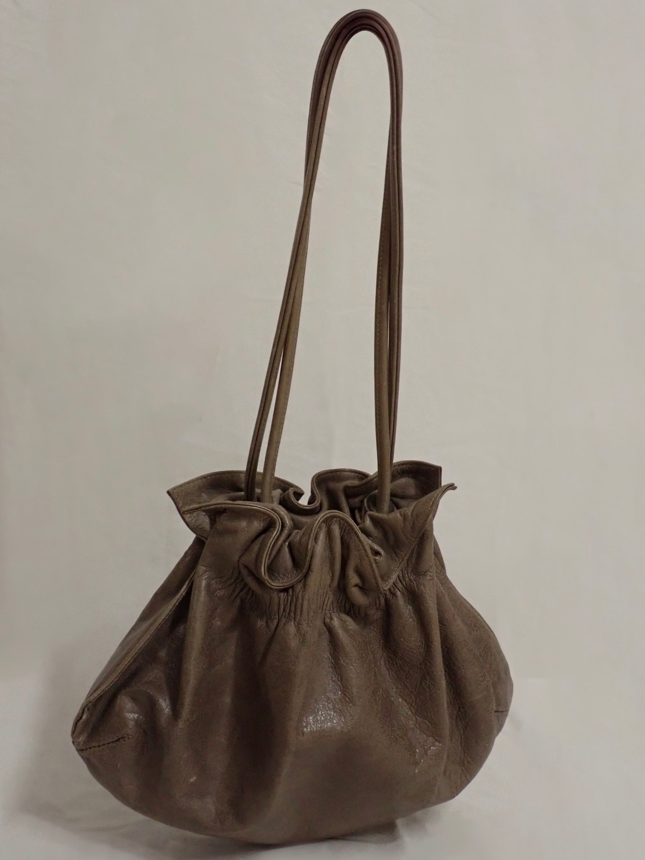 Ruched leather bag
