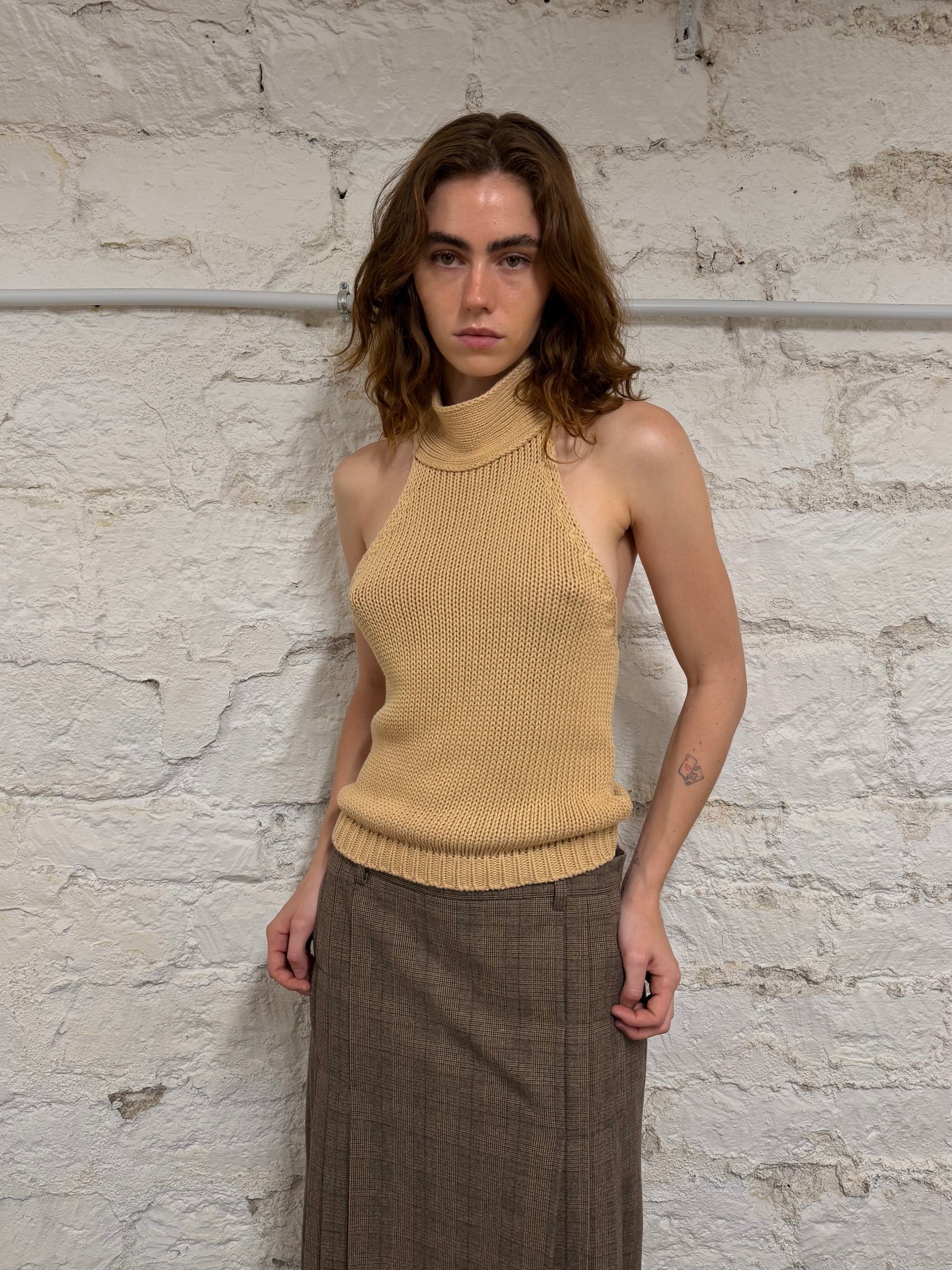 Halter neck knit top