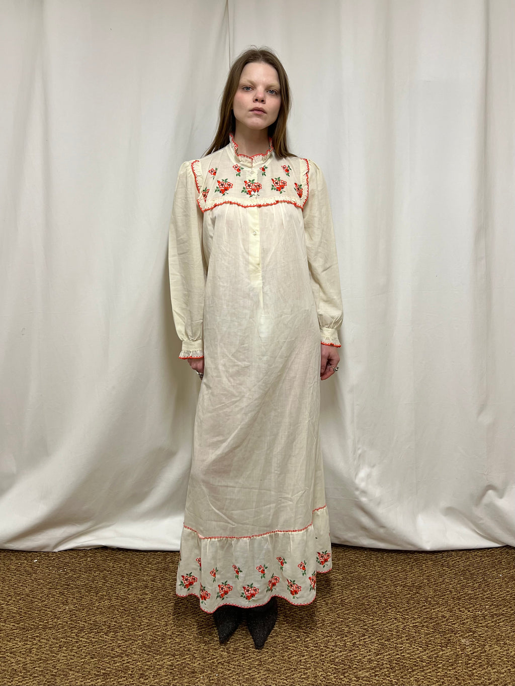 Embroidered slip dress
