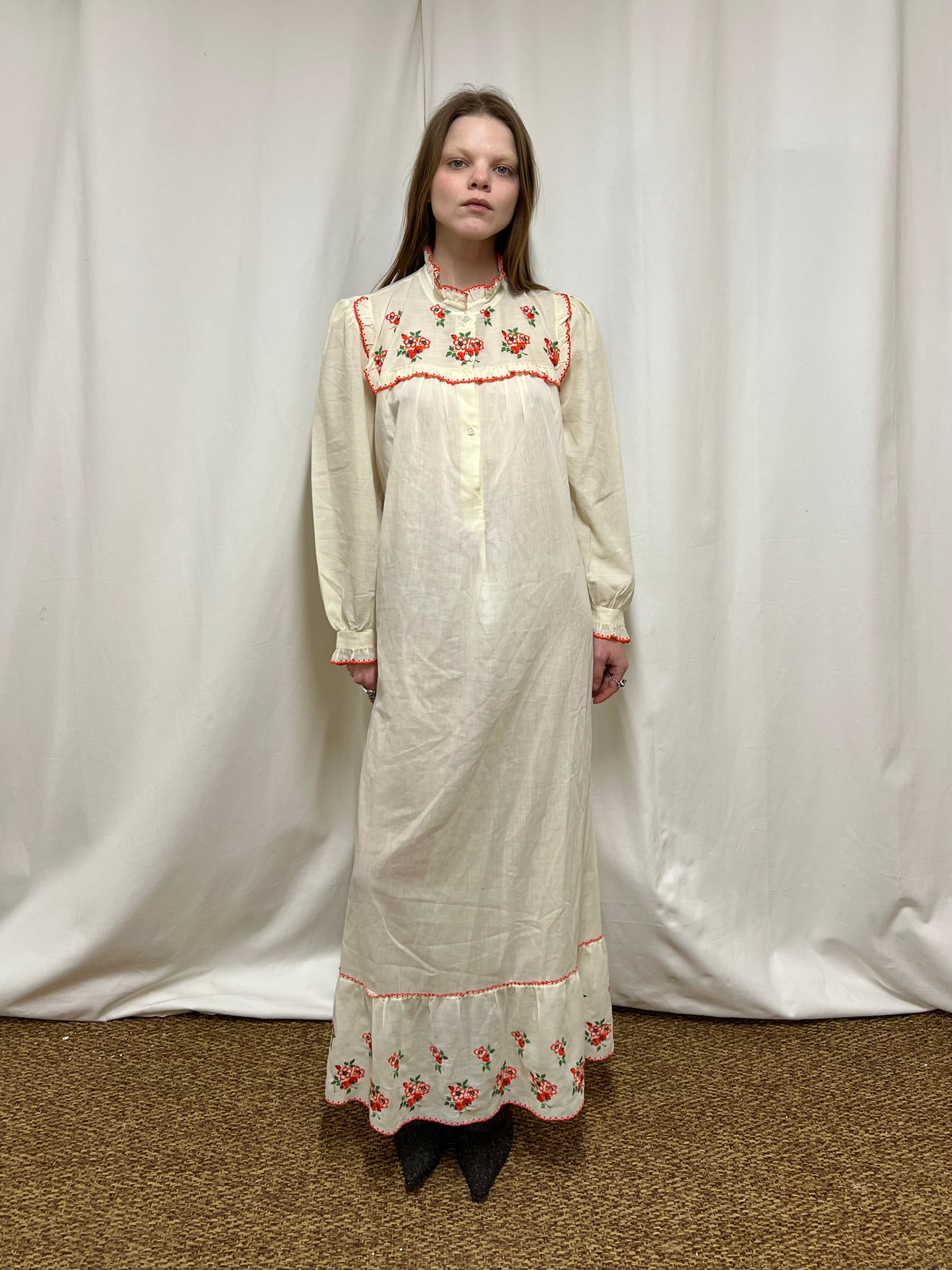 Embroidered slip dress