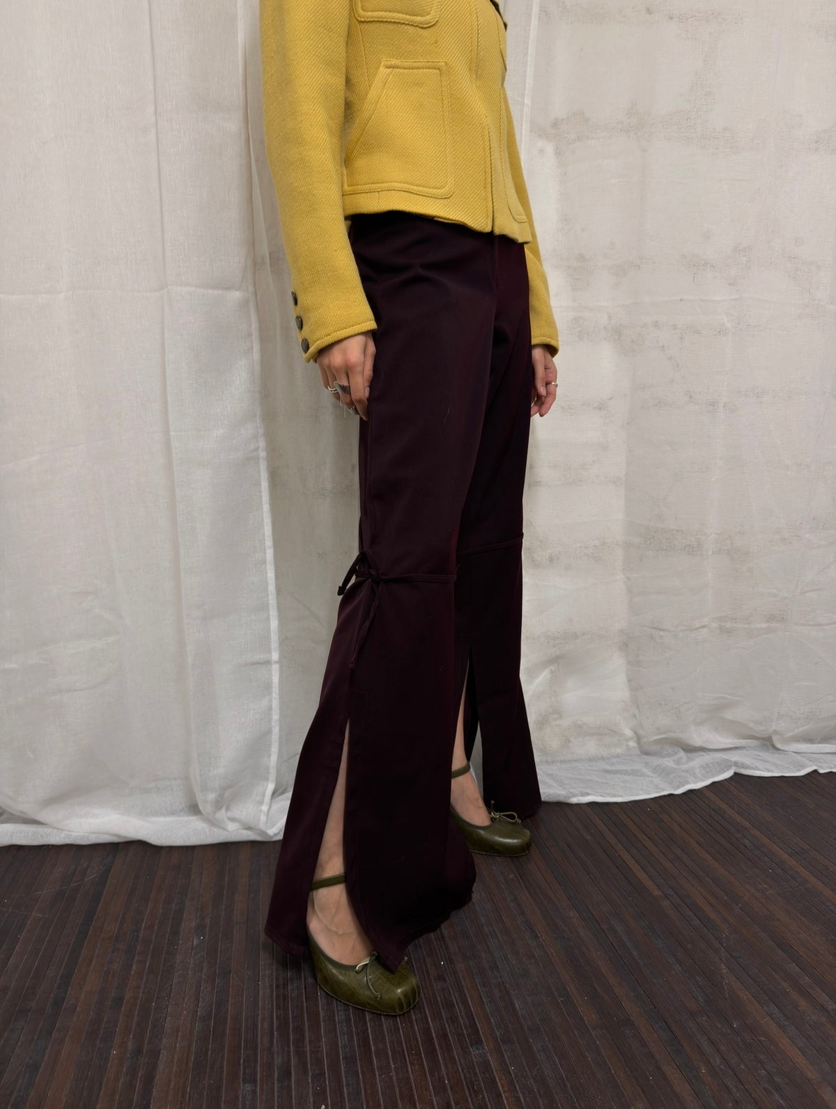 Burgundy Flared Trousers