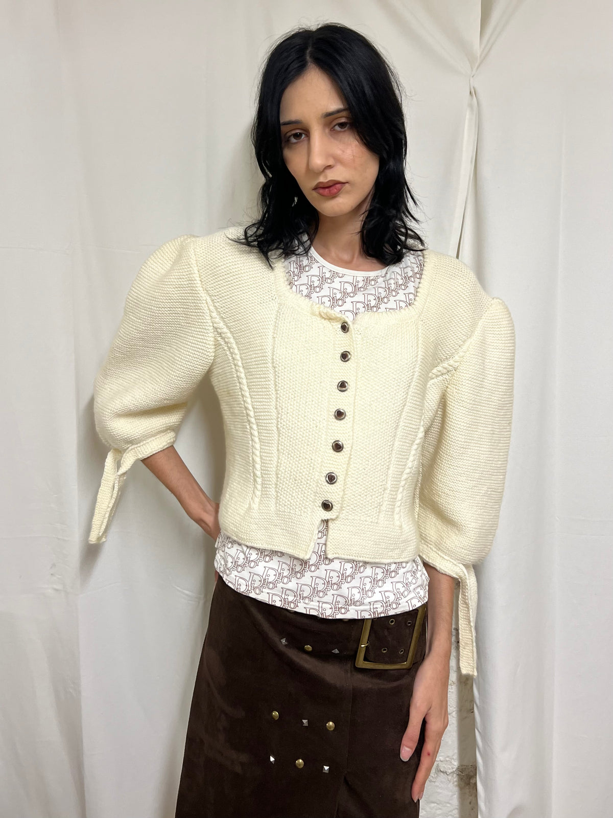 Puffer sleeves cardigan
