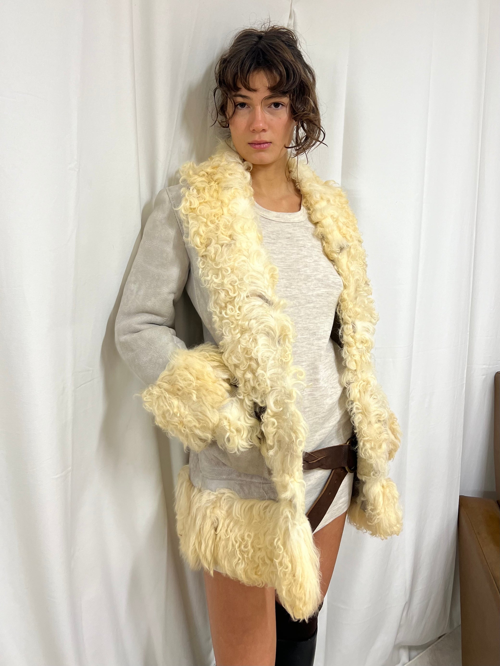 Cream shearling jacket