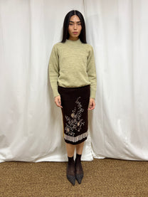 Embroidered knit skirt