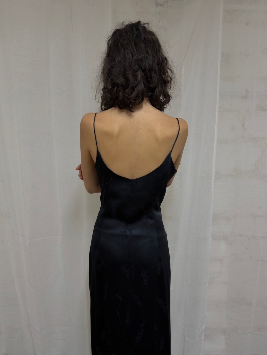 Black Satin Maxi Slip Dress