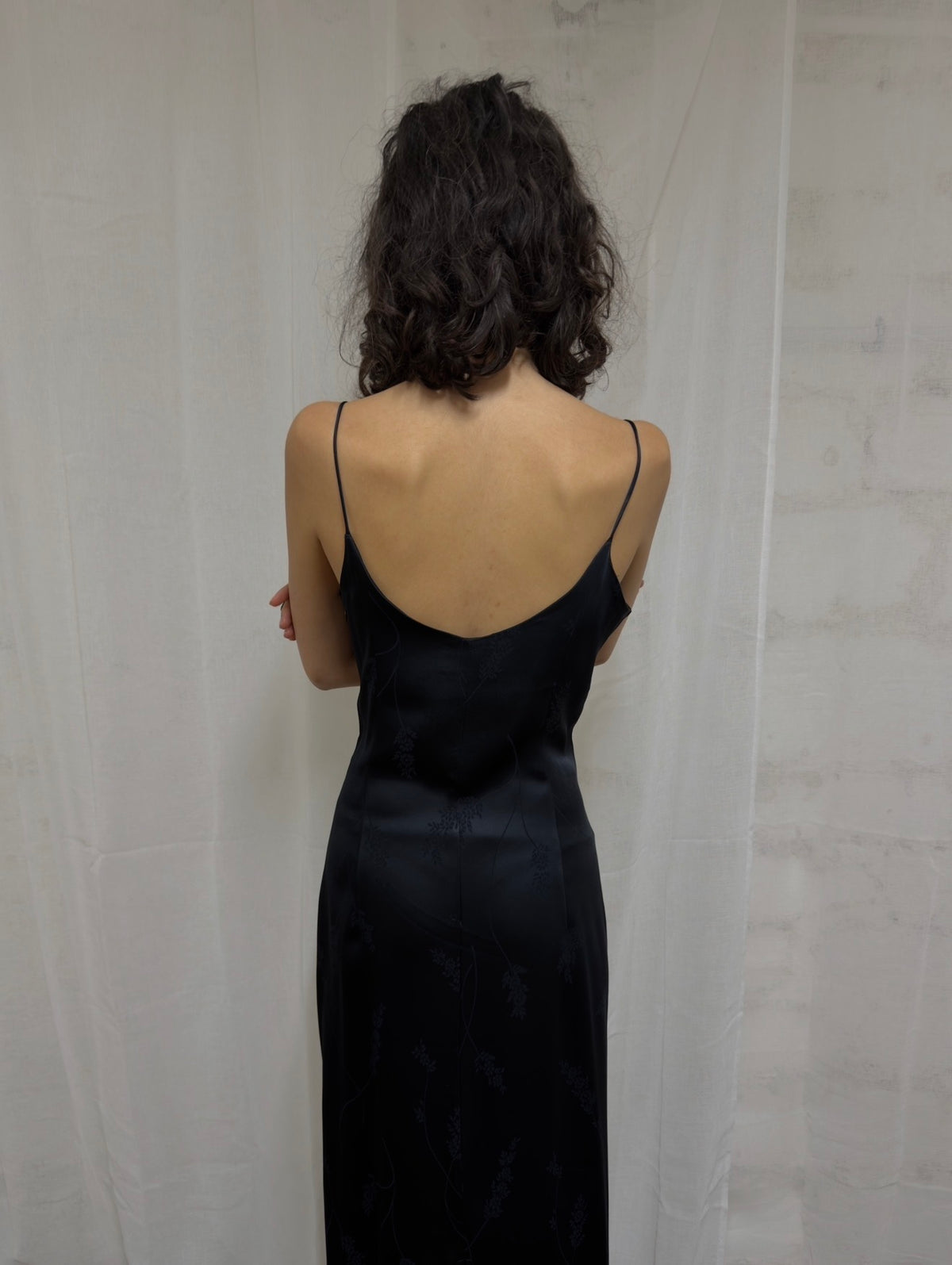 Black Satin Maxi Slip Dress
