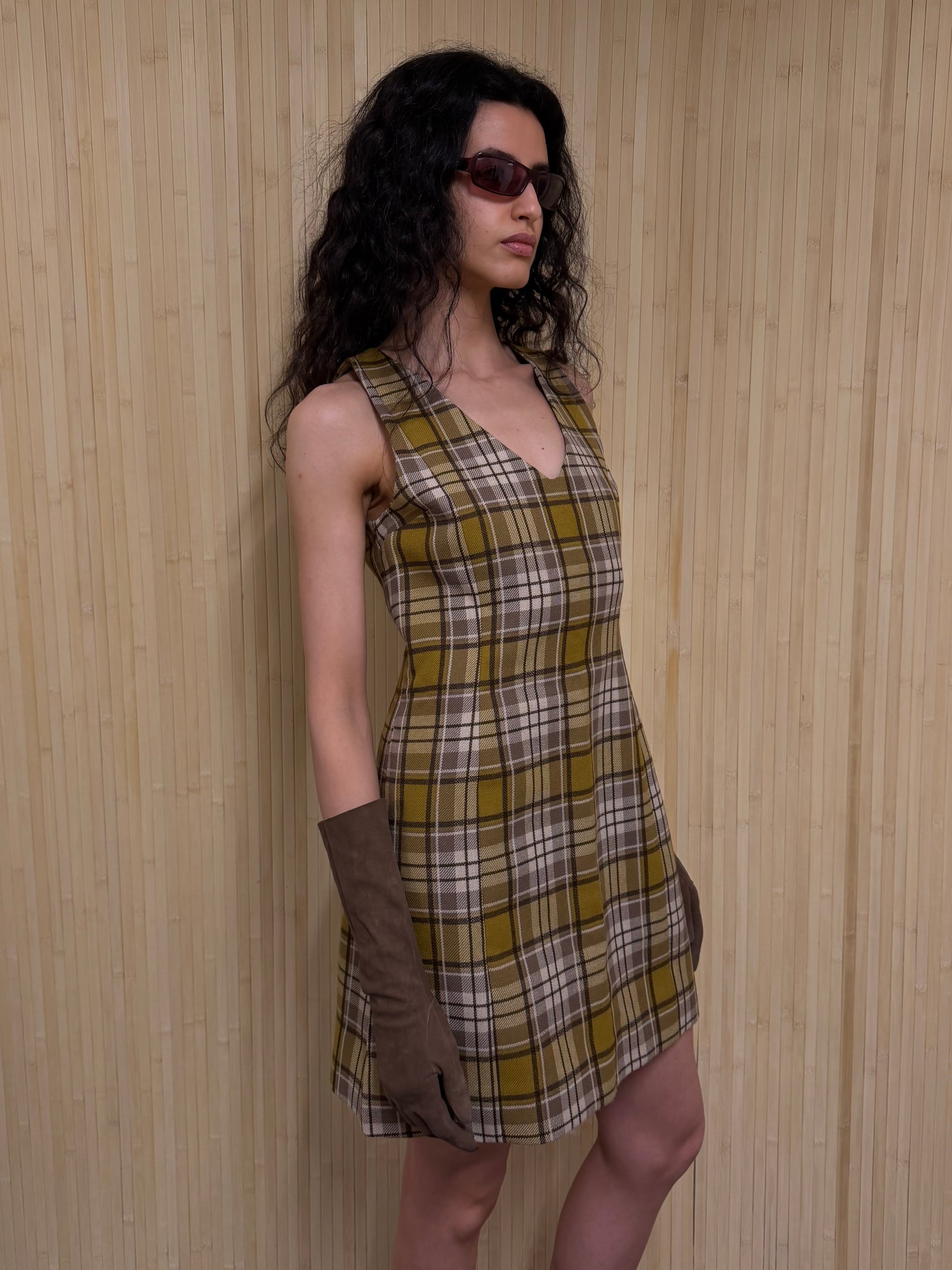 Tartan wool mini dress