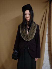 Fur neck blazer