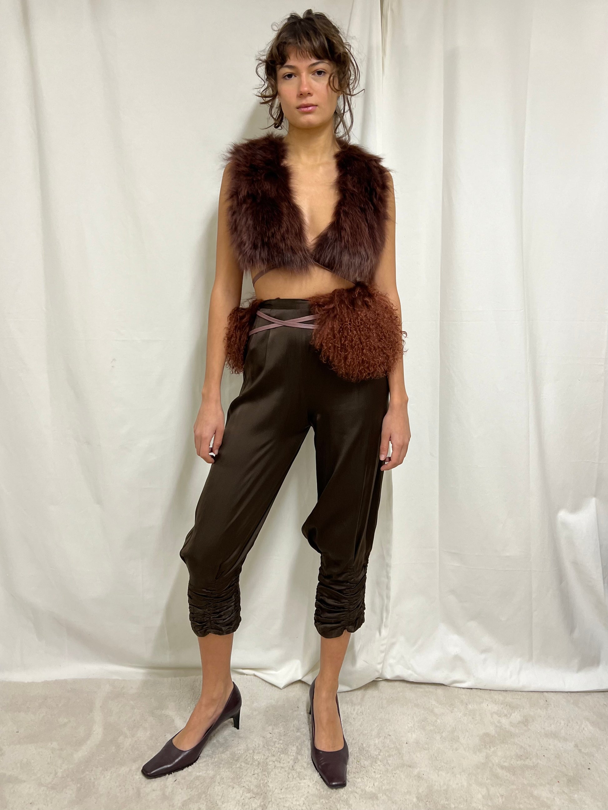 Baloon satin capri pants