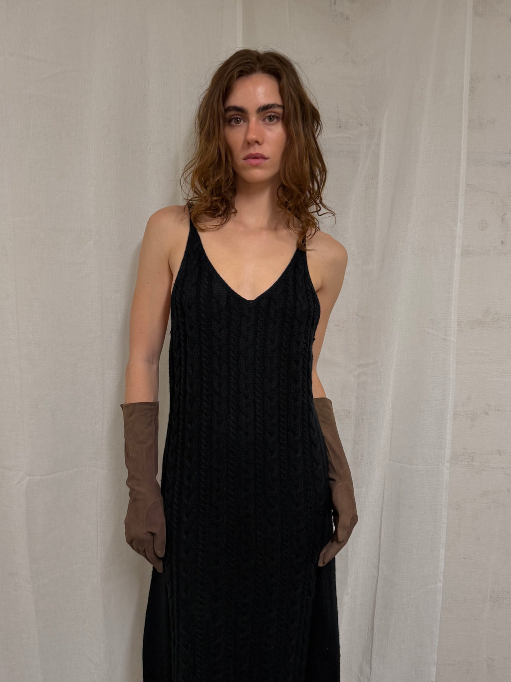 Wool cable-knit dress