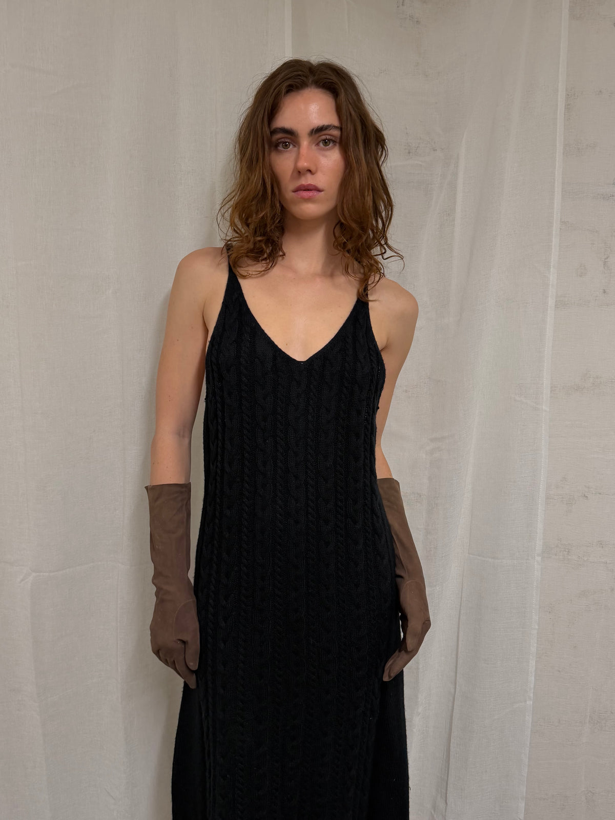 Wool cable-knit dress
