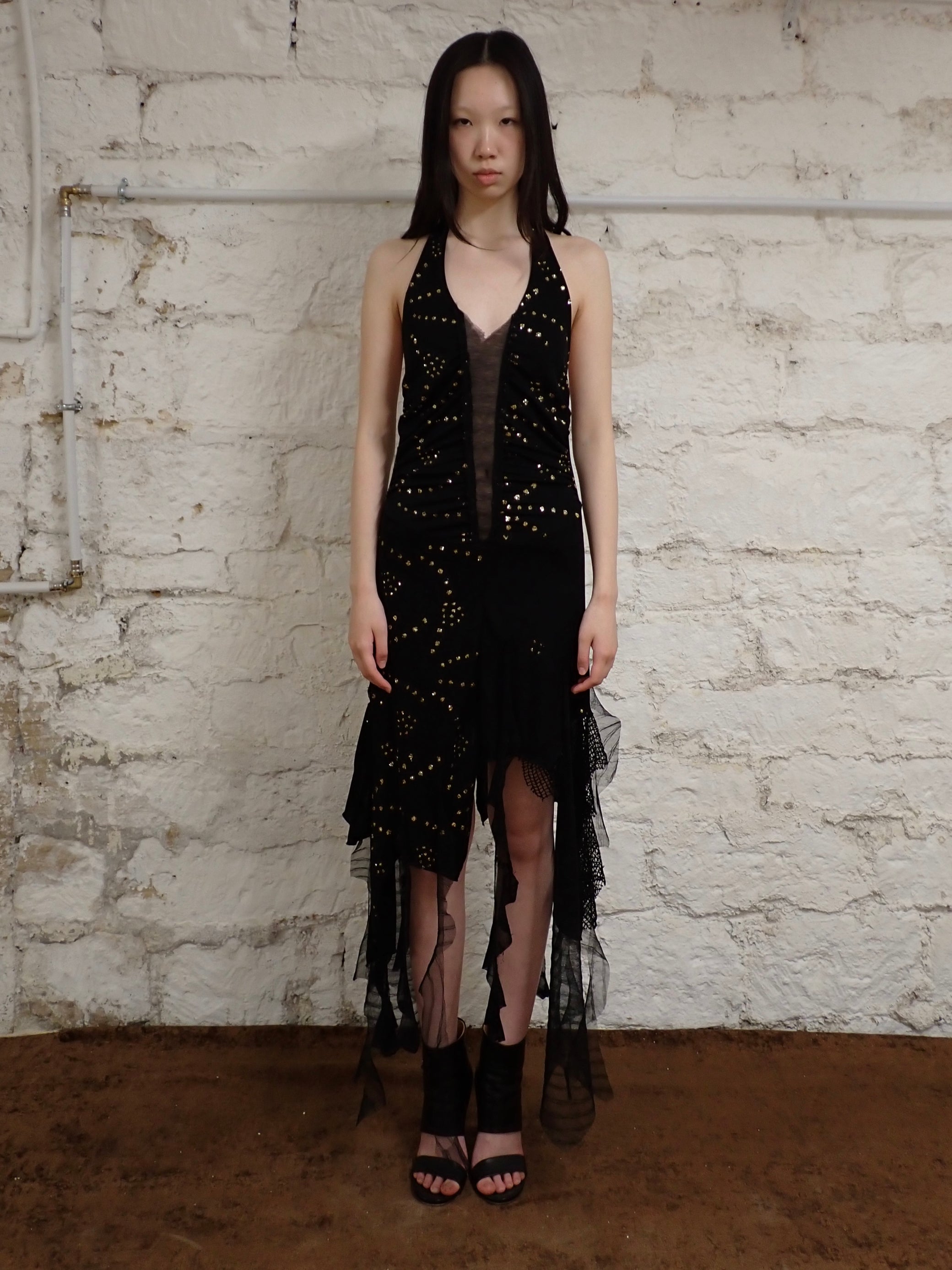 Asymmetric mesh dress