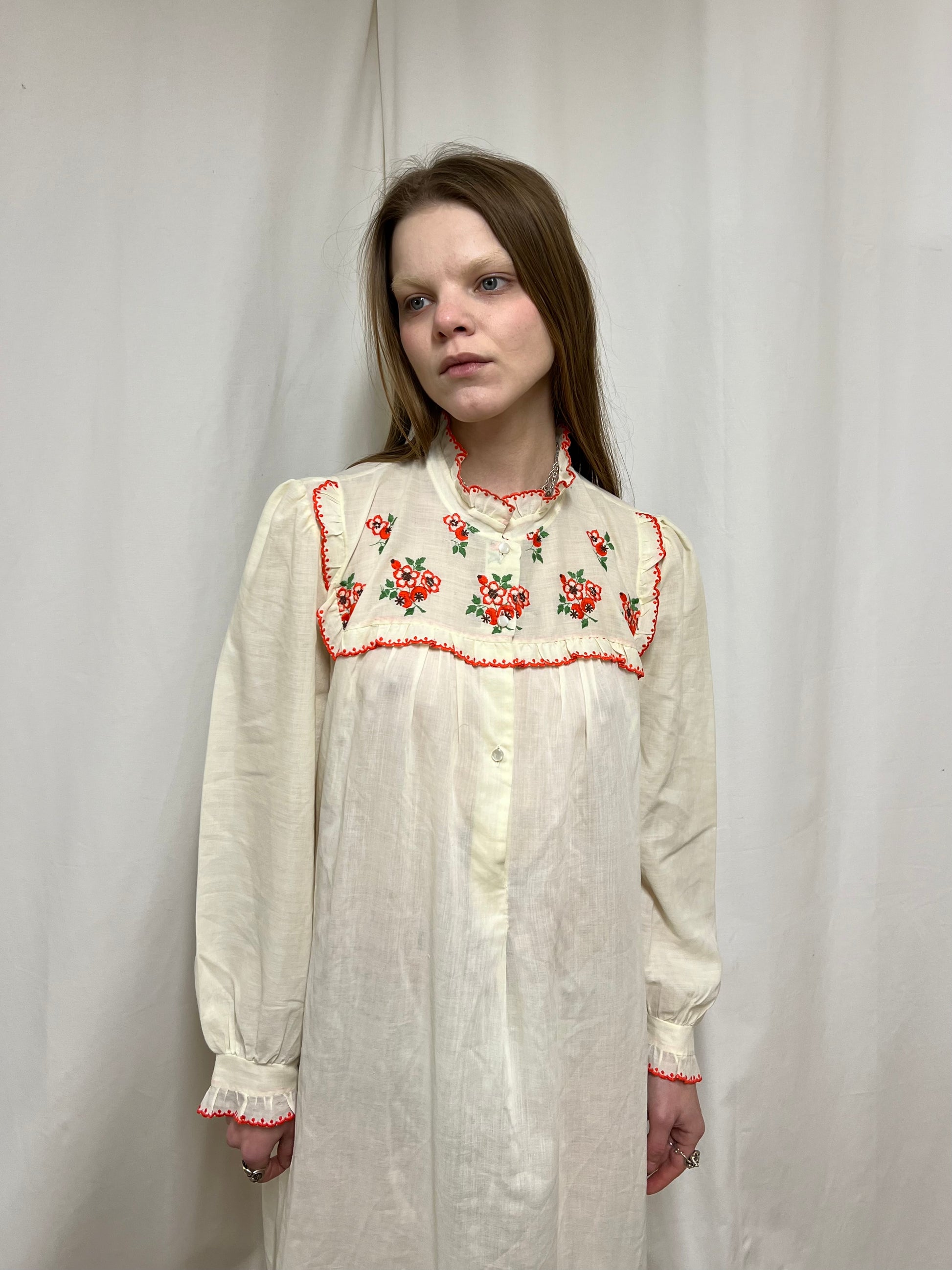 Embroidered slip dress