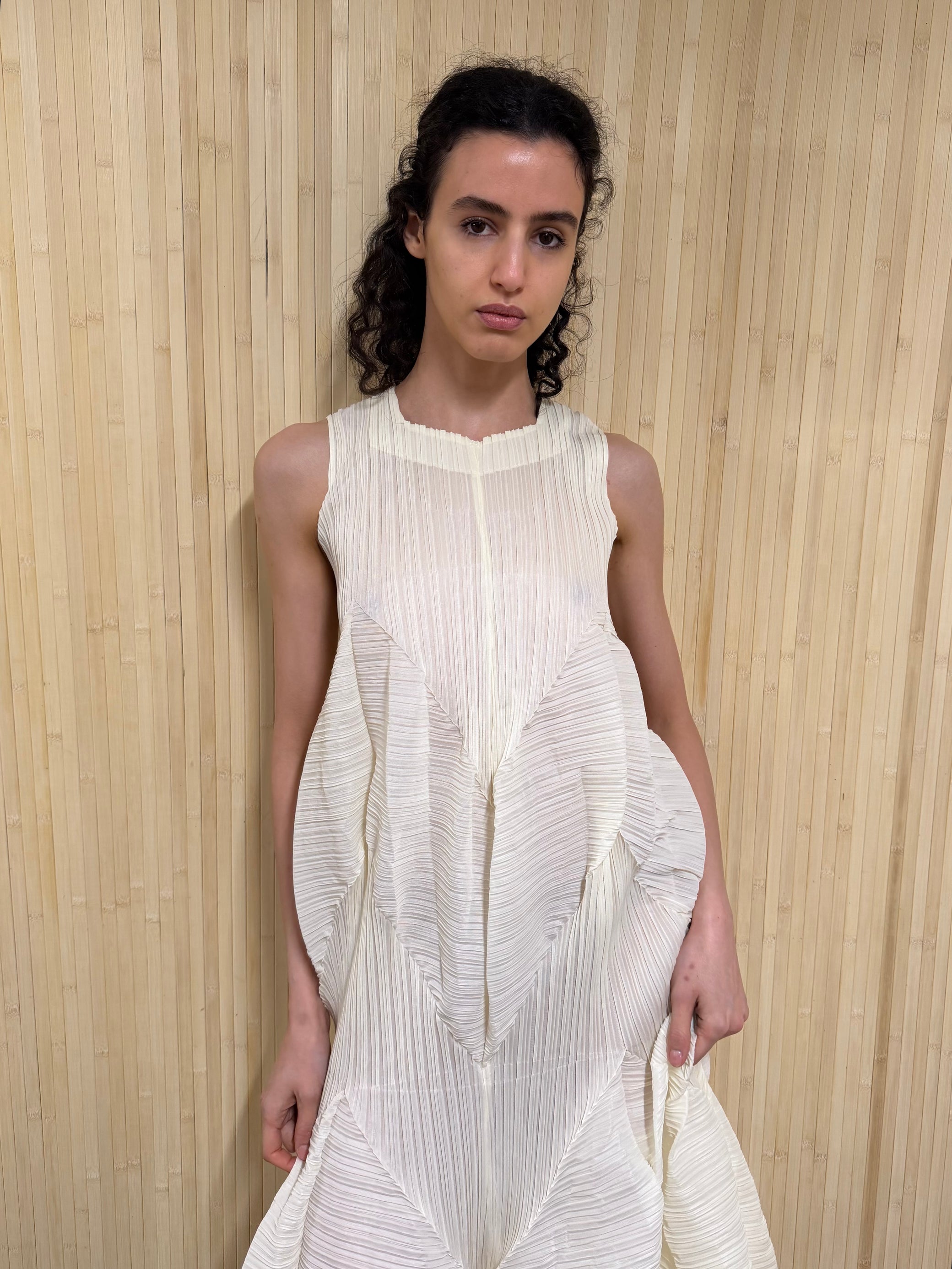 Pleated structured gown