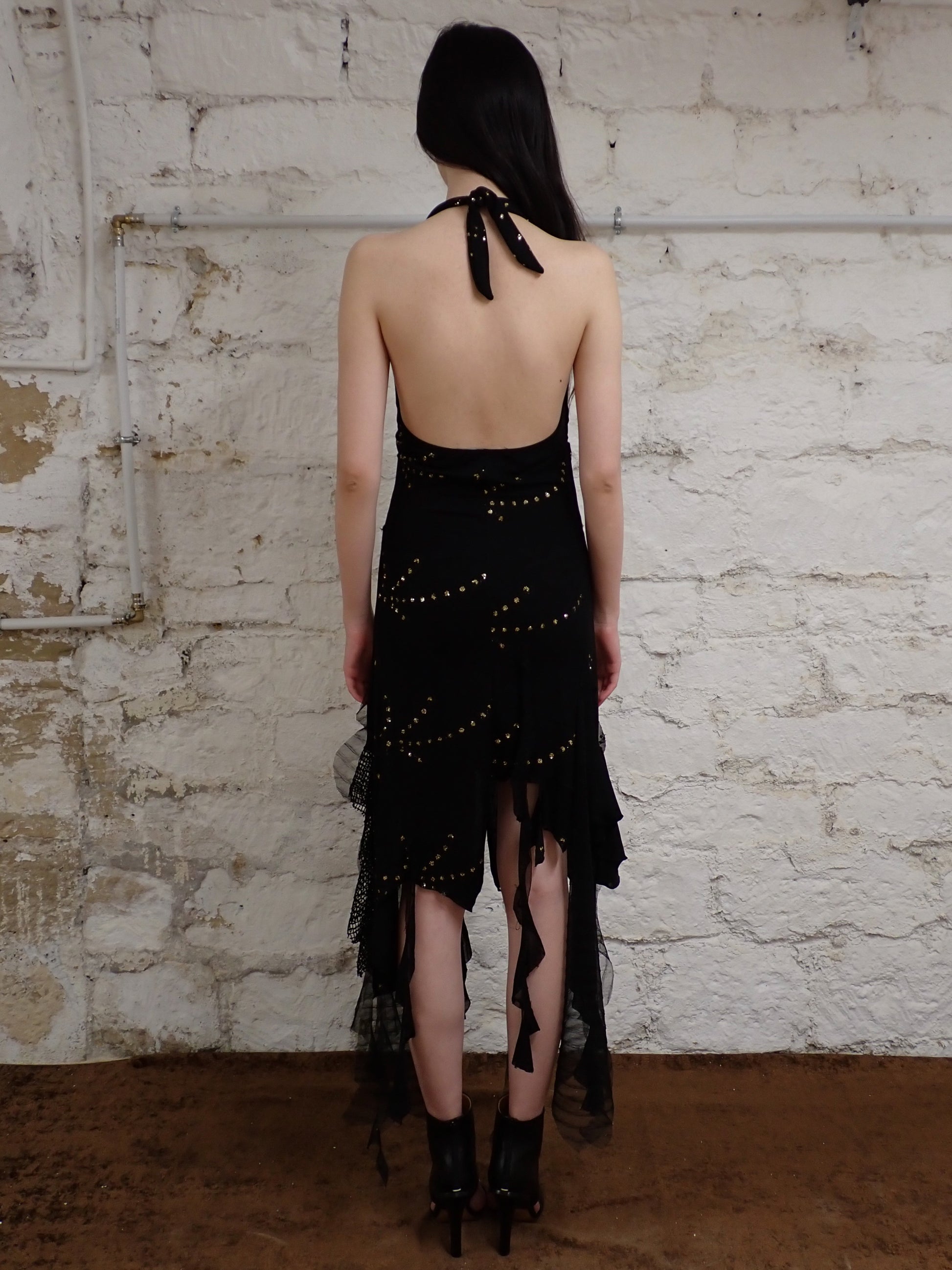 Asymmetric mesh dress