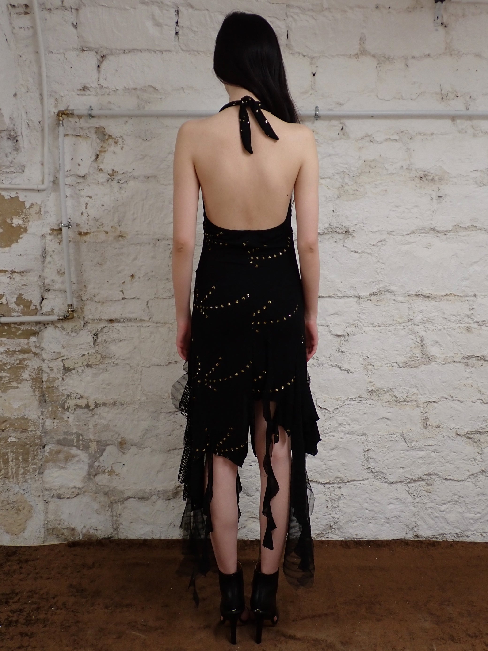 Asymmetric mesh dress