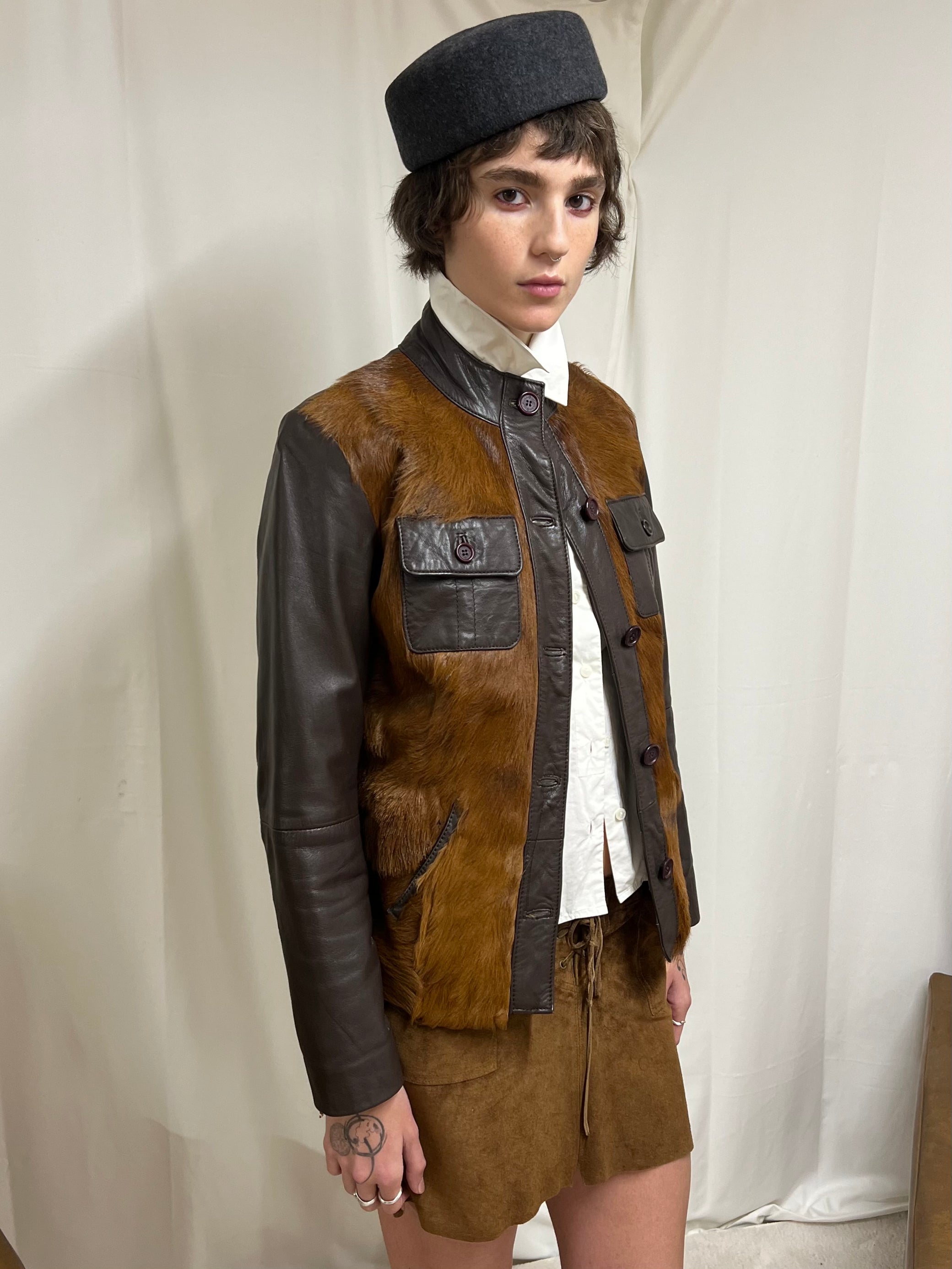 Pony hair leather jacket