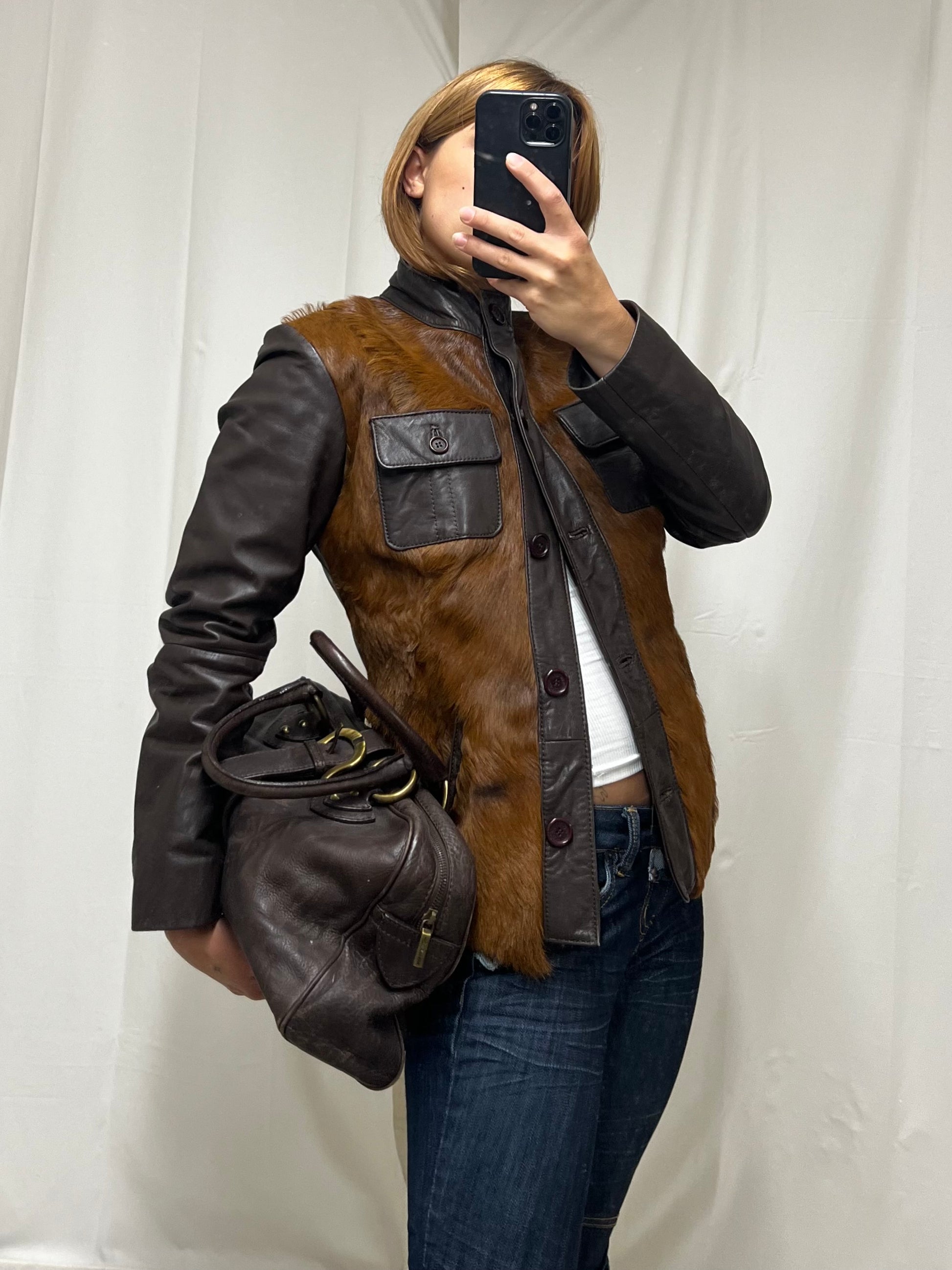 Pony hair leather jacket