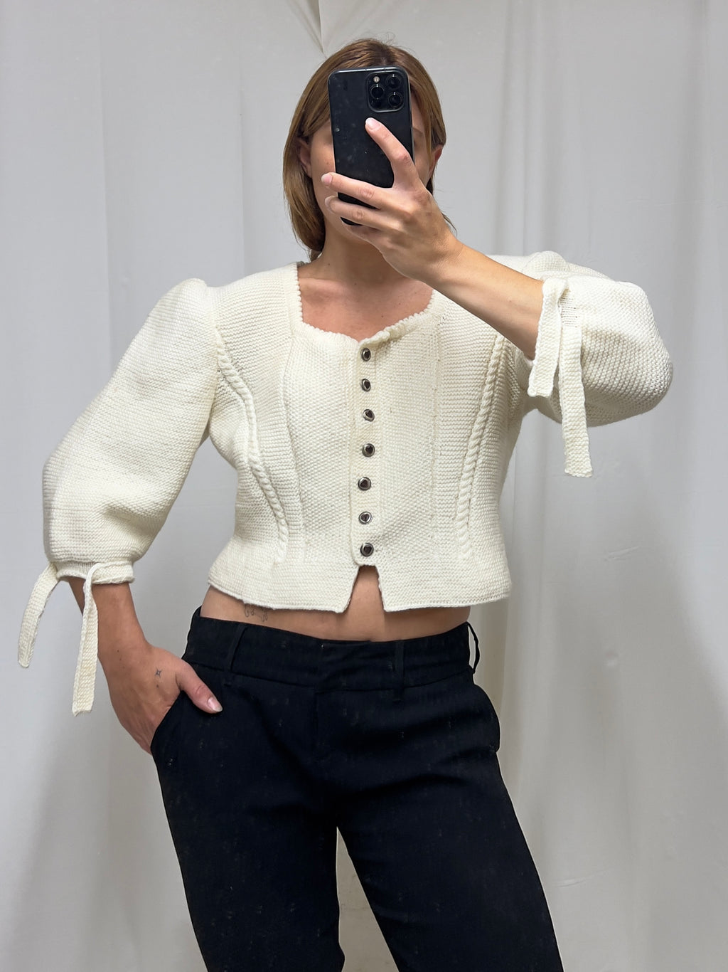 Puffer sleeves cardigan