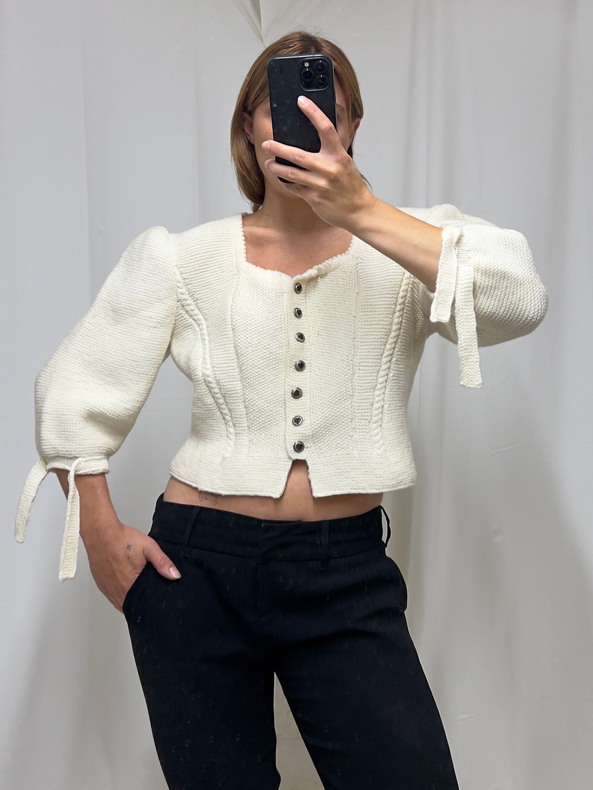 Puffer sleeves cardigan