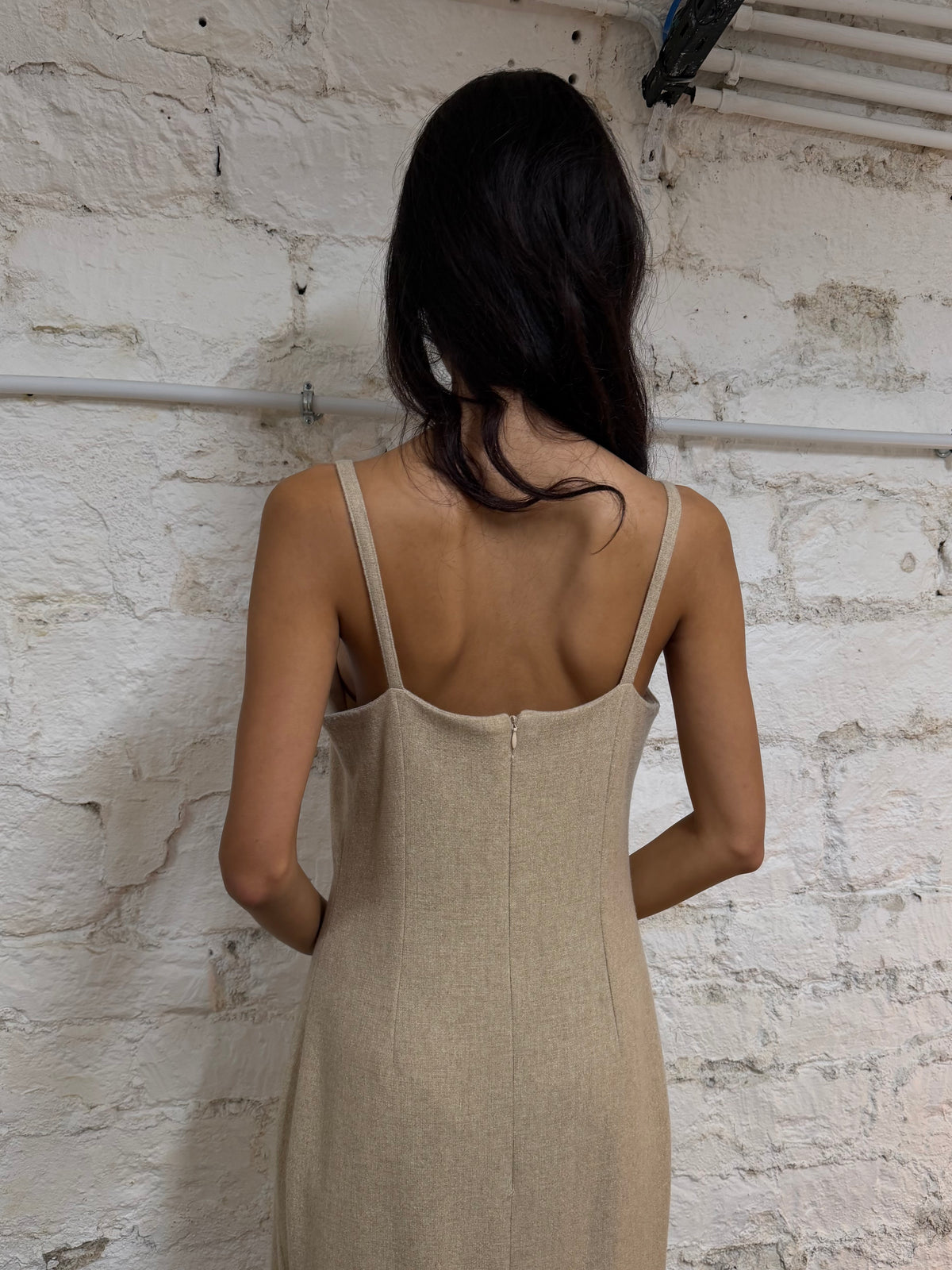 Mink Fur &amp; Wool Maxi Dress