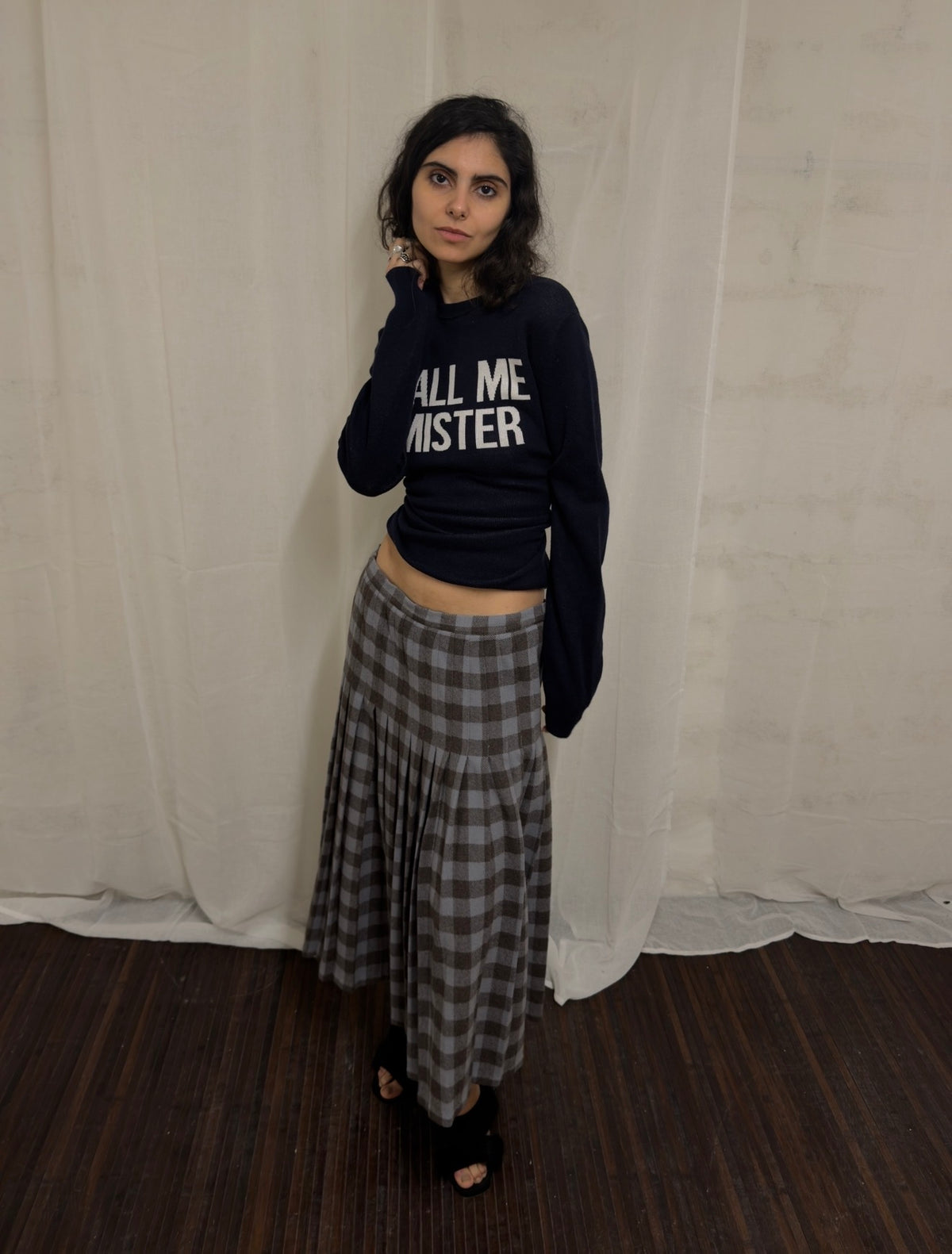 Pleated wool skirt