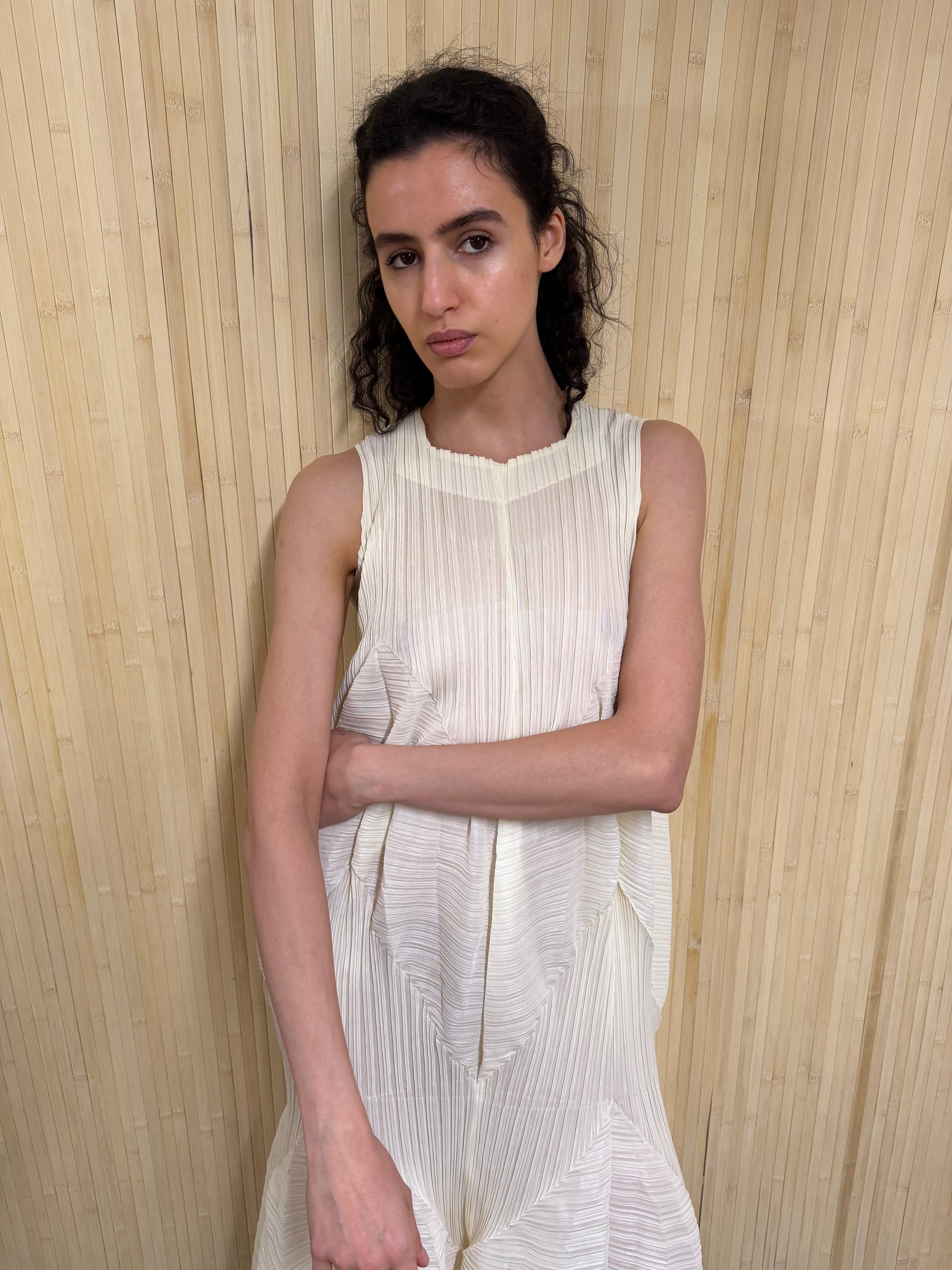 Pleated structured gown